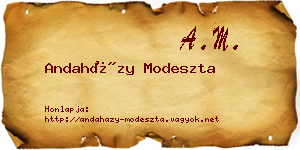 Andaházy Modeszta névjegykártya